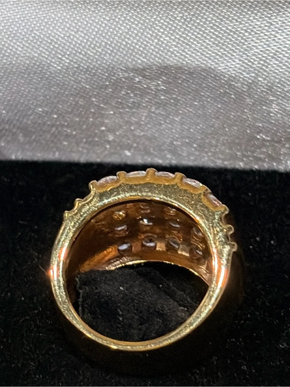 Vintage Seta Gold Tone Multi Row Pave Wide Statement Cocktail Band Ring Boxed